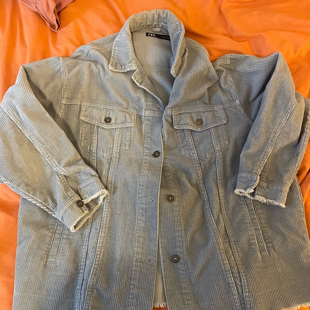 Zara Light Blue Corduroy Jean Jacket